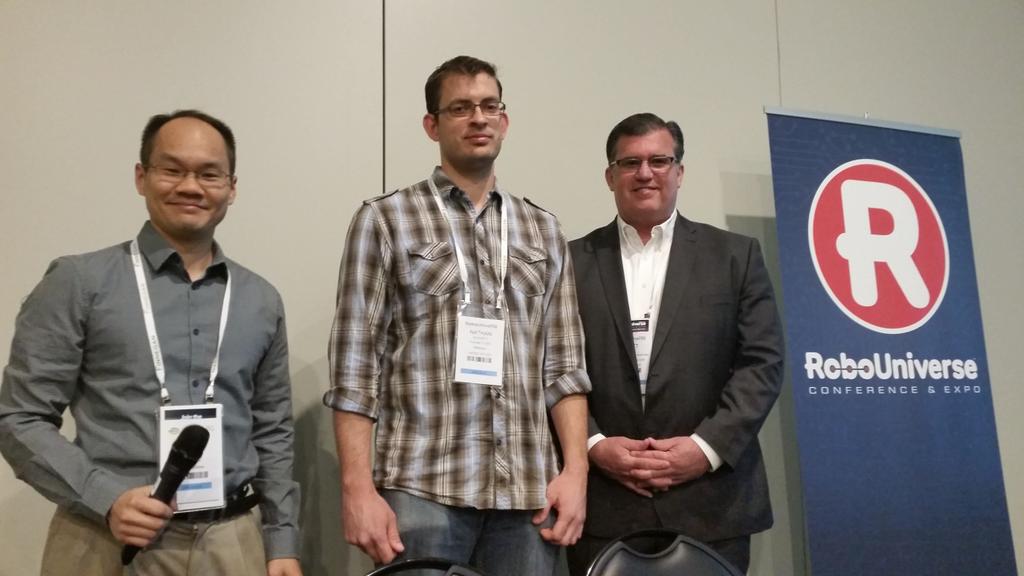 StewQ's tweet image. Collaborative Robots panel about to kick off here with speakers from Universal Robots &amp;amp; PRENAV.  #RoboUniverse