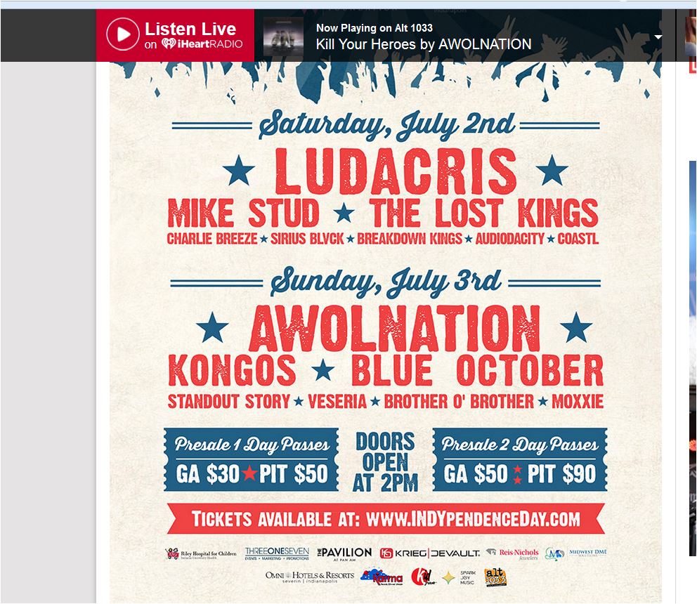 AWOLnationFANS's tweet image. @awolnation - @KeyEllis23 will see you in the PIT for the #INDYpendenceDay Concert for Cancer on July 3rd in Indy!