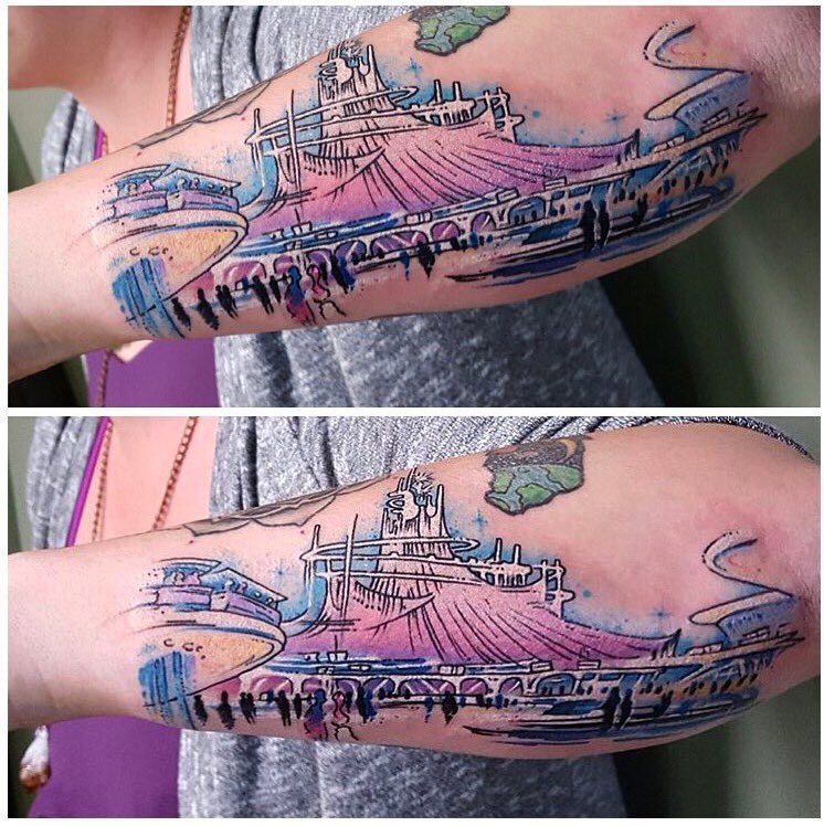 LDisneyT's tweet photo. Such an amazing tattoo of Space Mountain! Who would want to get this!?🙋🏻 https://t.co/58ZeXzjNVX