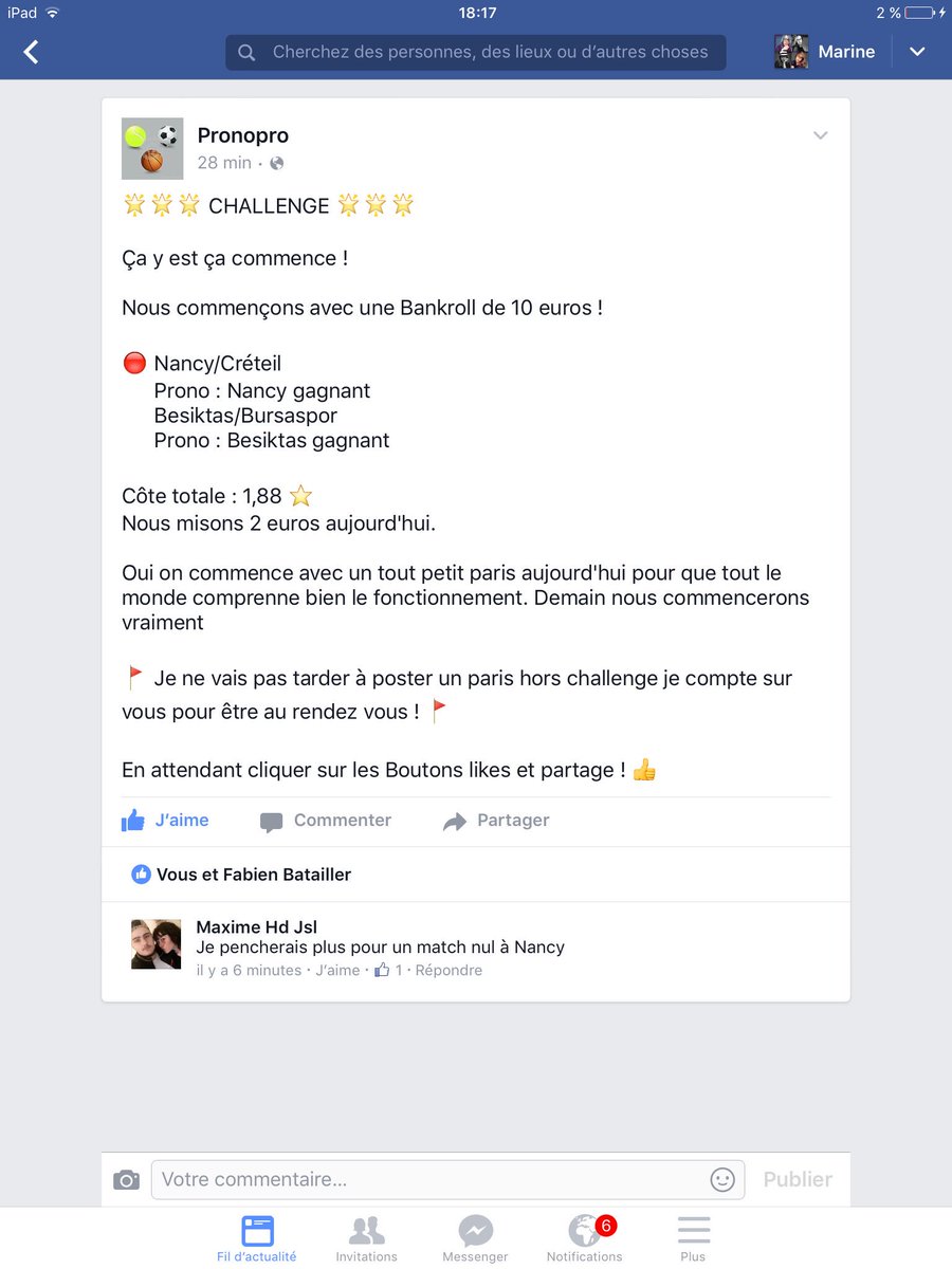 Vite le challenge commence ! 
Voici ces pronos d'aujourd'hui ! ⚽️