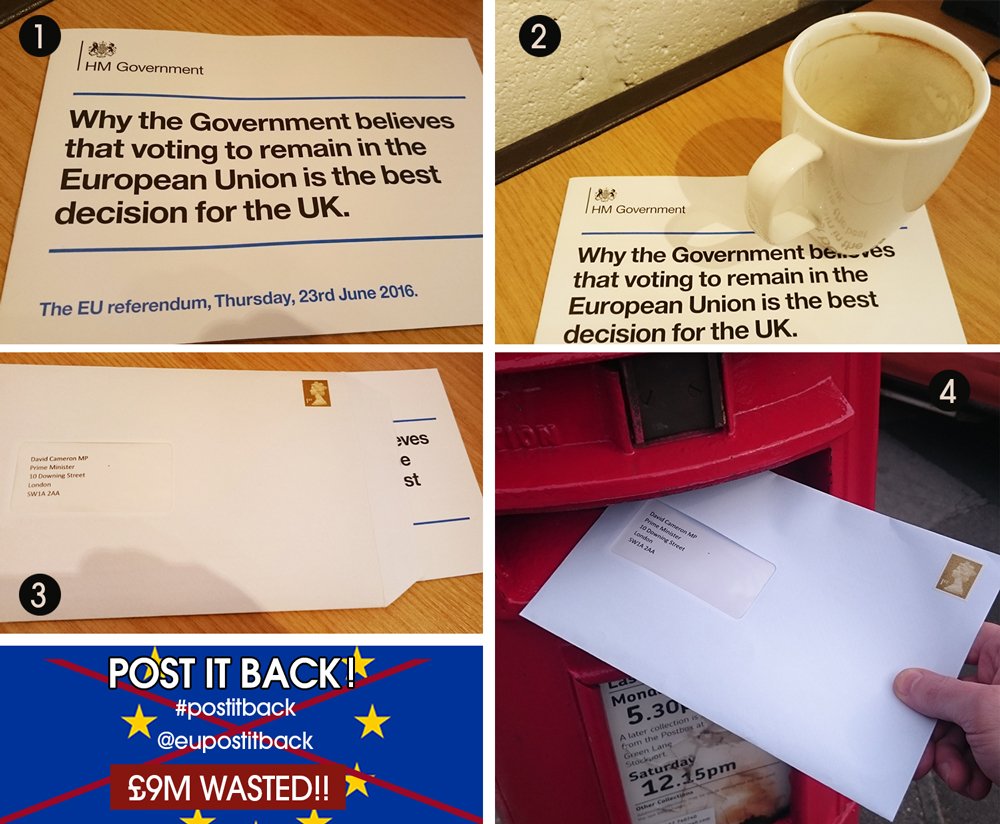 Our handy 4 step guide to your Pro EU Propaganda Leaflet ;)
#postitback #brexit #EUreferendum #EUref