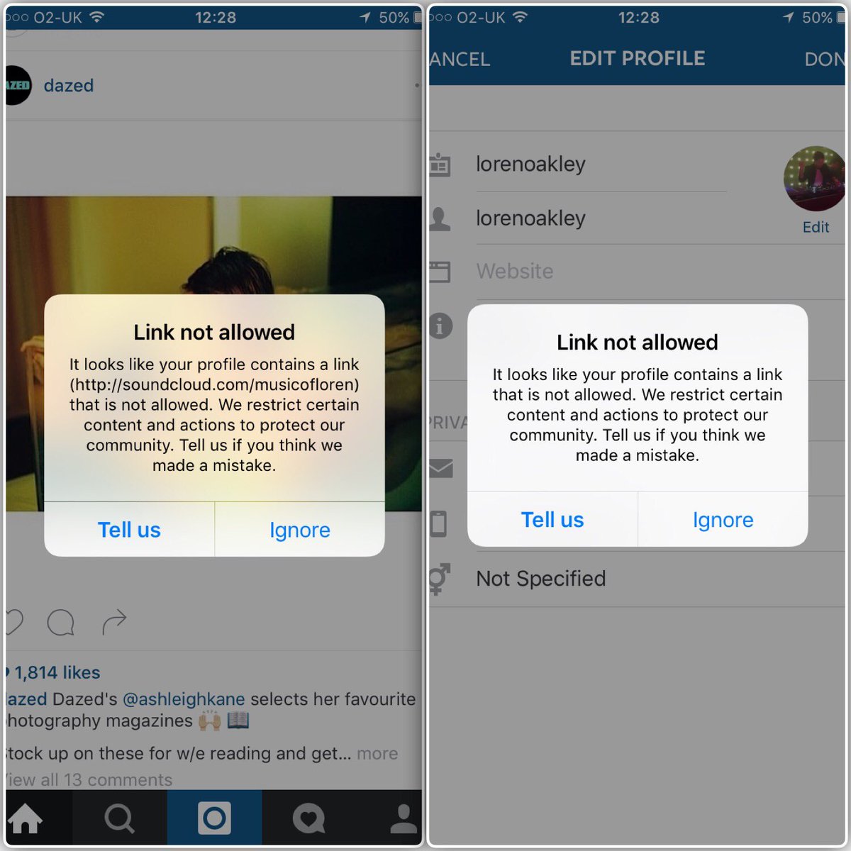 lorenoakley's tweet photo. @instagram would really appreciate a reply regarding the technical issue with my profile #instagram #asktwitter https://t.co/WrGWf7cUVl