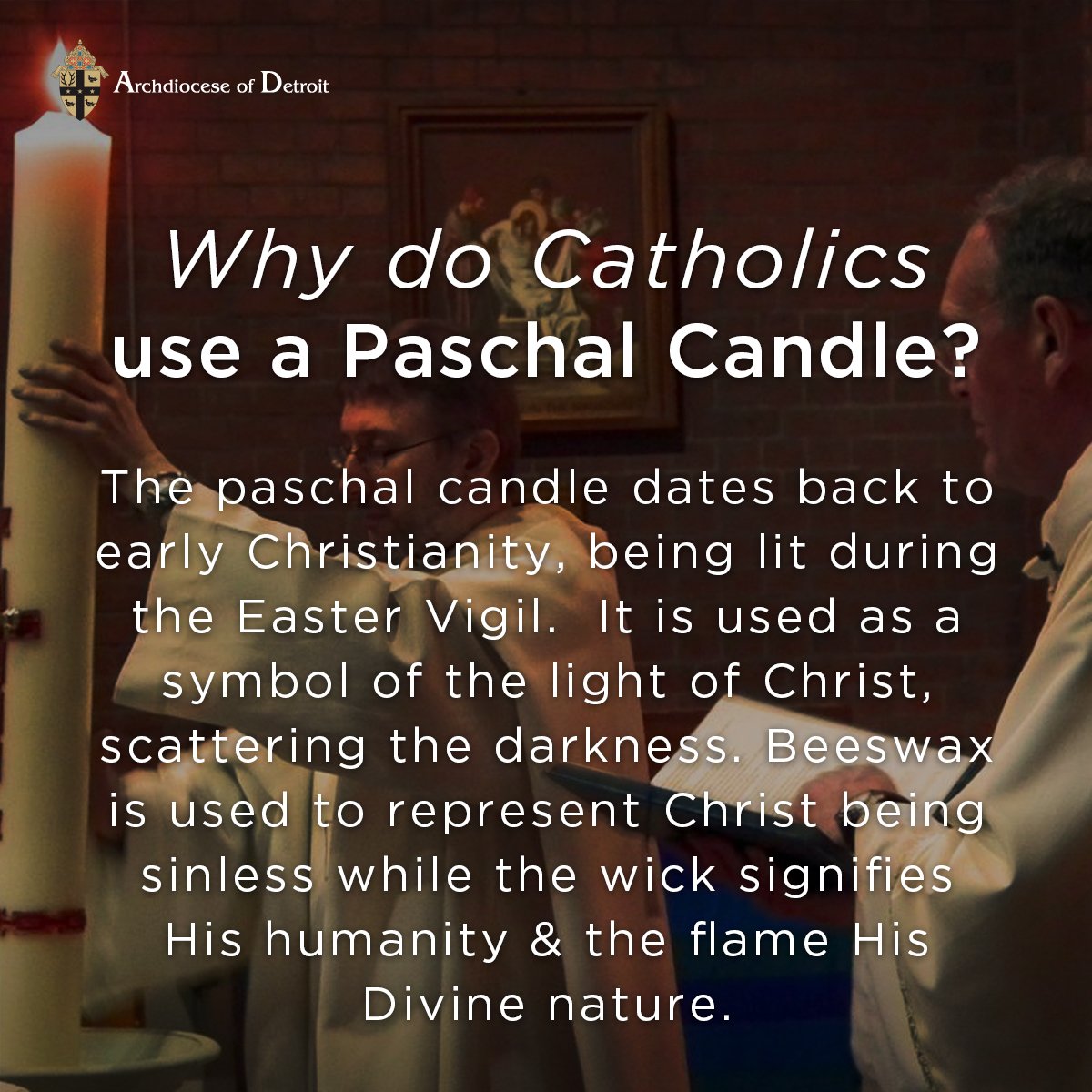 ArchofDet's tweet photo. #WhyDoCatholics use a Paschal Candle? #DetroitCatholic https://t.co/hYKOGcbBzz