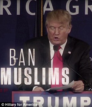 Daily_MailUS's tweet image. Hillary ad calls out Trump for his comments about abortion, Mexicans and Muslims 
dailym.ai/1WnHuzs