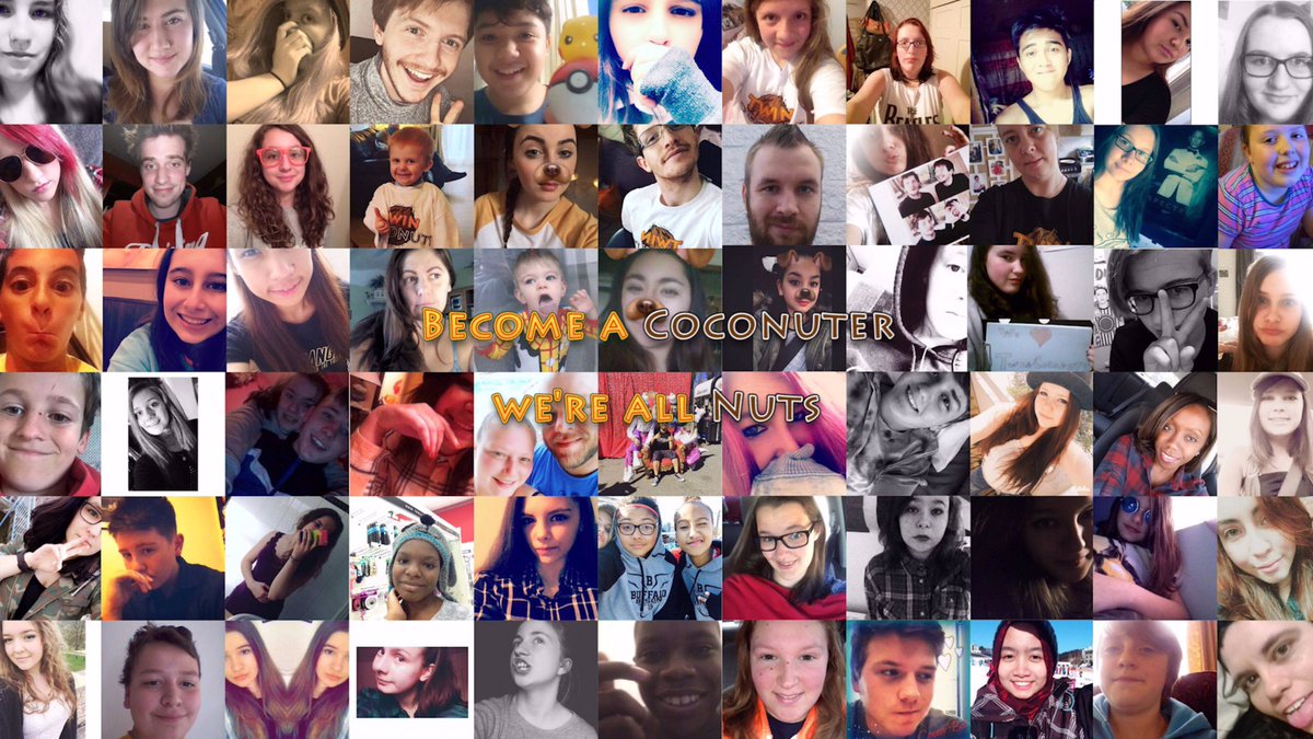 TwinCoconuts's tweet photo. Our YouTube banner! Are you in it? Even if you're not we love you all the same! Much love Coconuters! ❤️ https://t.co/qRFa3FRgRx