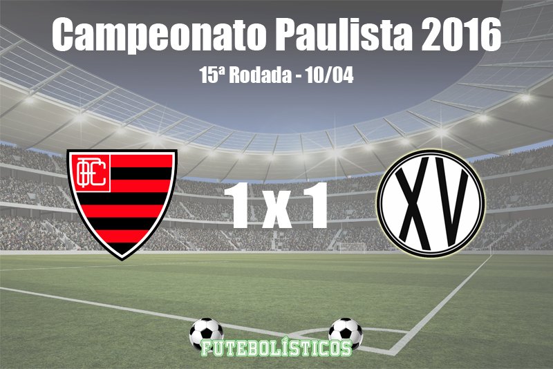 futebolisticos's tweet photo. ⚽ Oeste 1 x 1 XV de Piracicaba ⚽ - Primeira Fase - 15ª Rodada Campeonato Paulista 2016 #Paulistão2016 https://t.co/VVdFZecCr2