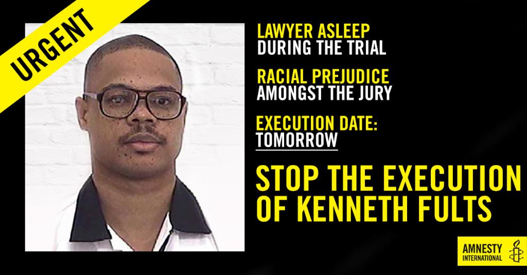 AmnestyUK's tweet photo. We have just hours left to stop Georgia executing Kenneth Fults tomorrow. Add your voice now https://t.co/IcLPy2zo30 https://t.co/VnFAbo9eRj