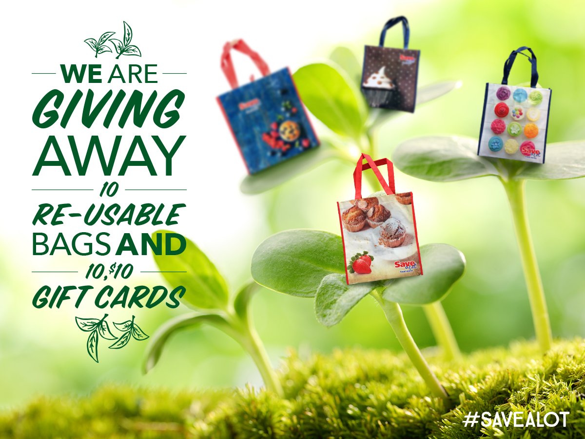 SaveALot's tweet image. Happy #EarthDay! We’re giving away 10 re-usable bags &amp;amp; $10 gift cards to celebrate! RT for a chance to win!