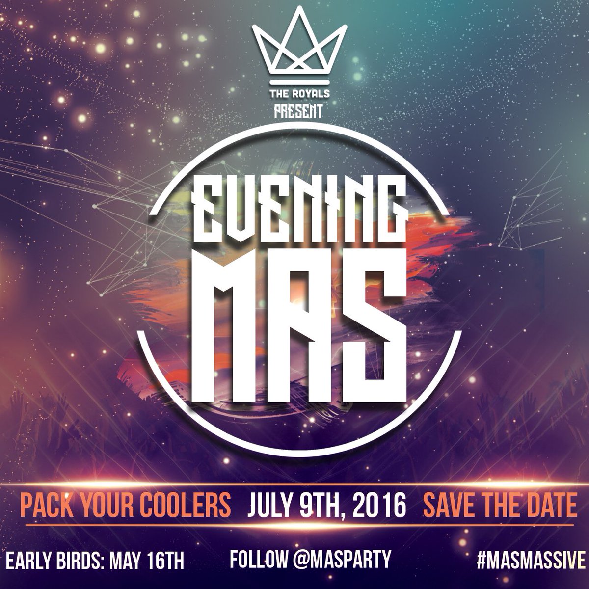 royalsmasparty's tweet photo. Tag your #MasMassive & get ready for @masparty Evening Mas on Saturday July 9th 2016! Get your coolers ready! https://t.co/v1TZV9Q3Rb