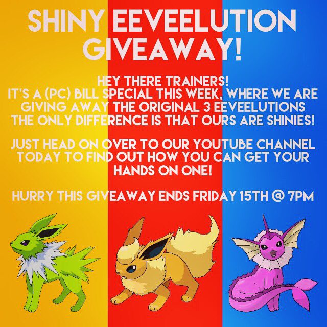 game_genies's tweet photo. Feeling lucky Trainers?! #free #shiny #Pokémon #giveaway #eeveelutions #Pokemon20 #nintendo #ORAS #XYZ https://t.co/AxDmto35oO
