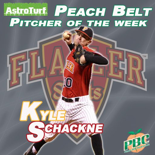 Kyle Schackne of <a href="/FlaglerSports/">Flagler Athletics</a> is the PBC baseball <a href="/AstroTurfUSA/">AstroTurf</a> Pitcher of the Week! goo.gl/L0k0Vp