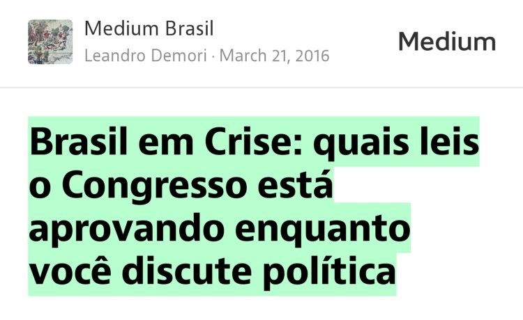 “Brasil em Crise: quais leis o Congresso está aprovando enquanto você discute política” from “Brasil em Crise: quais leis o Congresso está aprovando enquanto você discute política” by Leandro Demori.