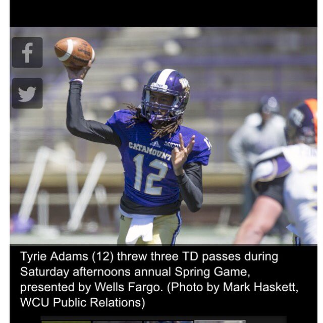 one_dric's tweet photo. #TyrieAdams a product of @DHRebels_FBall #Catamounts #WCU @TyAdams17 @quanadams1997 #TyLetItFly https://t.co/5ipaW1zJ7R