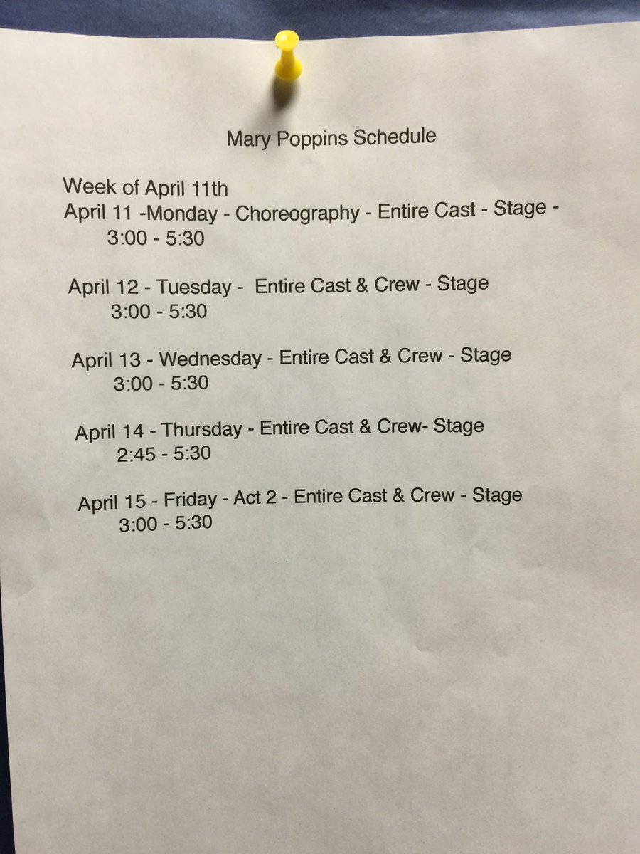 KennedyTheater's tweet photo. This weeks reh schedule! https://t.co/LylU0IAaWf
