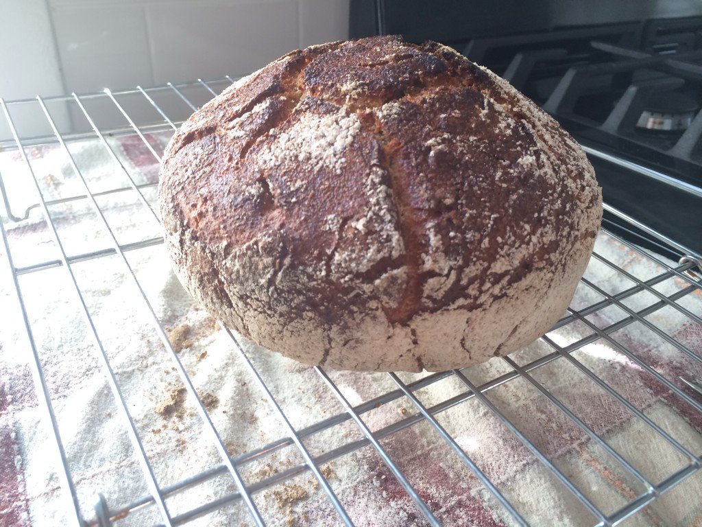MrBrandon's tweet image. Another good loaf. I think I've figured out the right process when using fresh milled flour. Use 1/3 less water.