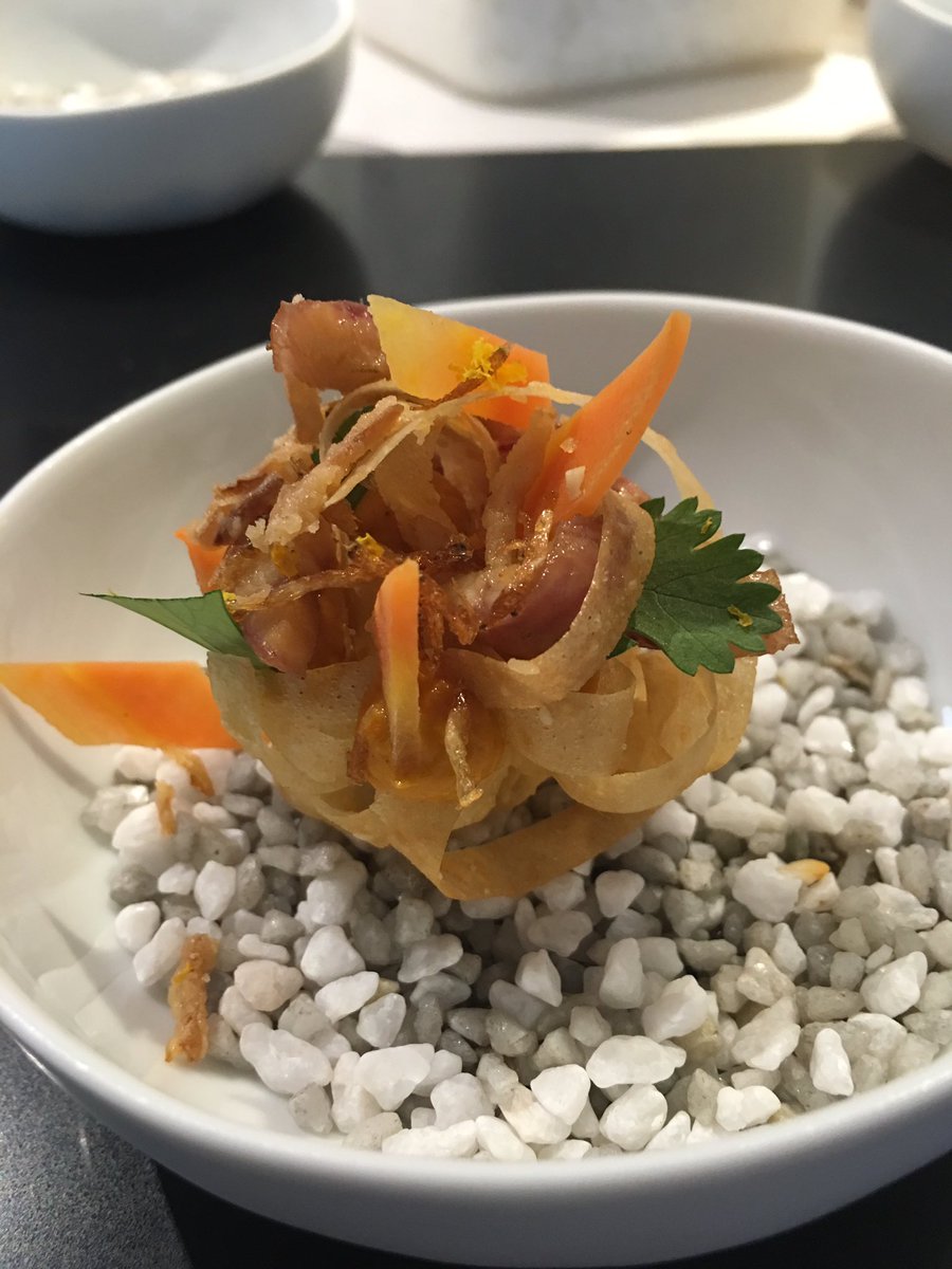 Bouchée croquante à la carotte lacto fermentée et mini crevettes