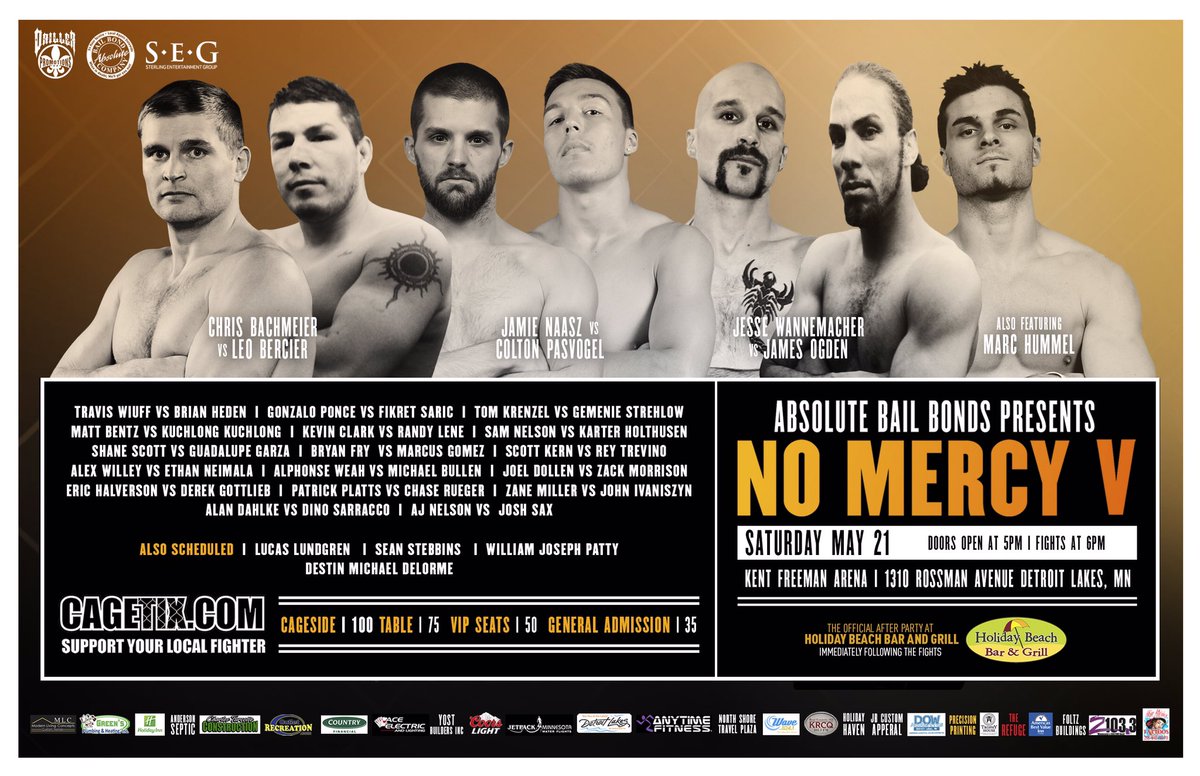 ignitefights's tweet photo. Our May 21st card is really shaping up nicely - here are some more great fights! #nomercy5 https://t.co/1h5CguQsKQ