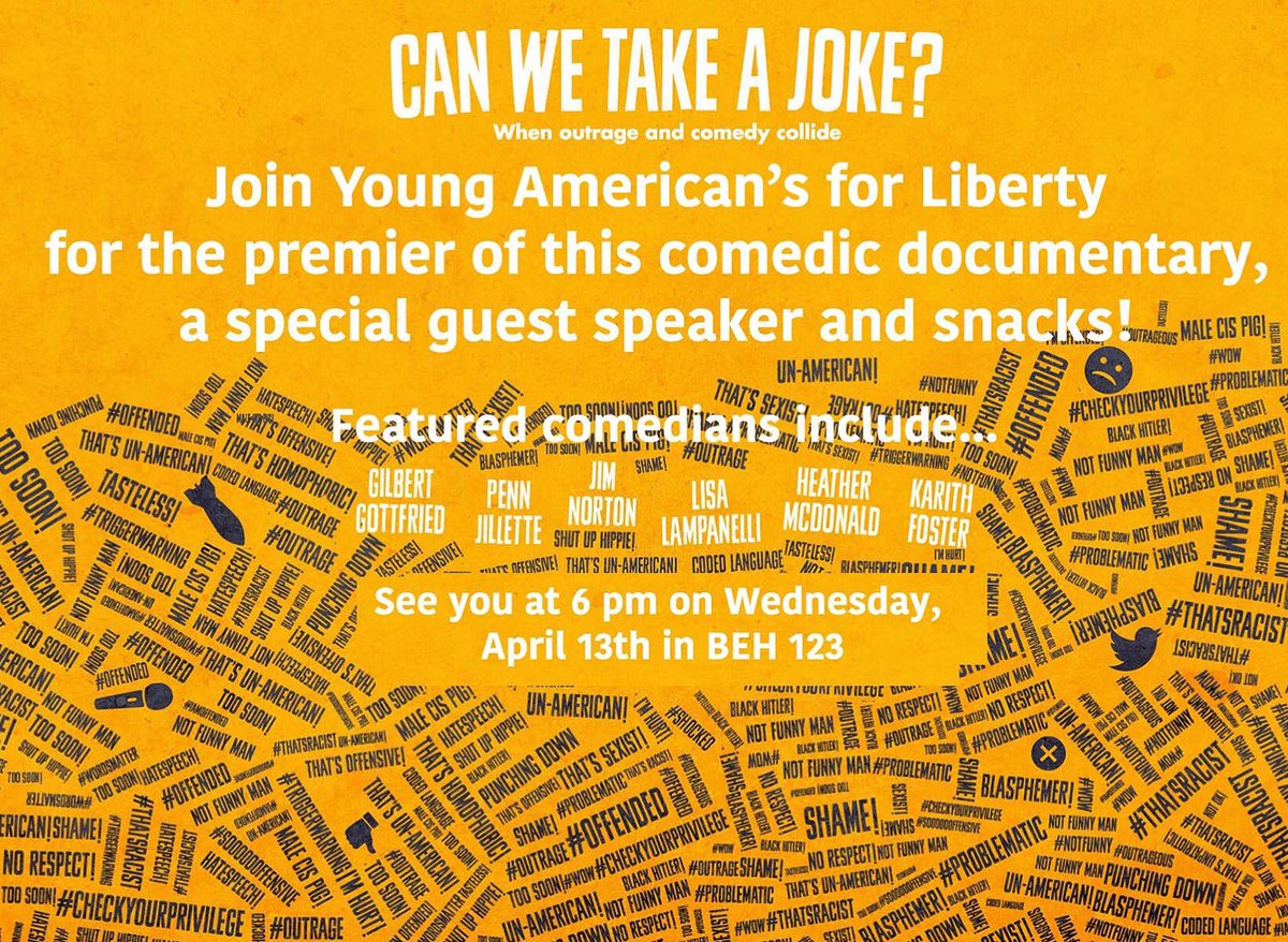 YALUNLV's tweet photo. This is going to be great! #canwetakeajoke #freespeech https://t.co/3AFnx05swr
