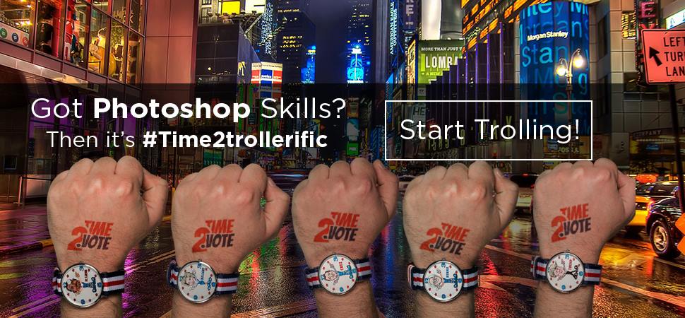 TheTime2Vote's tweet photo. Win your favorite #candidate watch
Participate in this photoshop #contest
#Time2Trollerific
https://t.co/DBfHYe20AP https://t.co/laVT4lwBUq