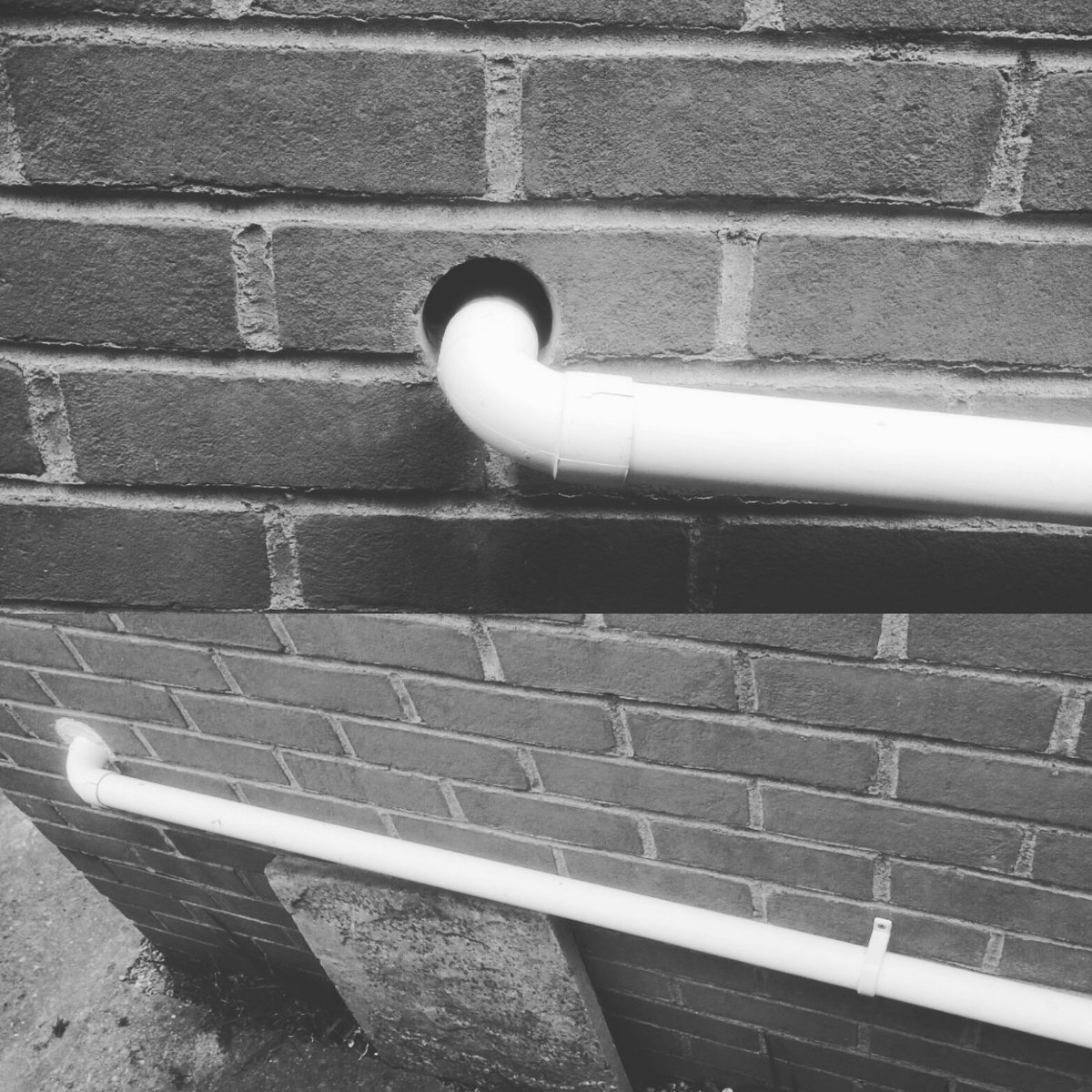 TiDeeHome's tweet image. Drainpipe fixed back to the wall and gap filled