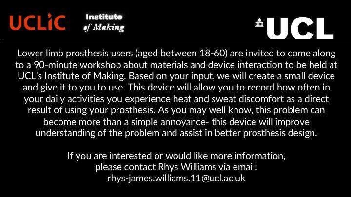 Can you help? Do you know someone #London based #Prosthesis users Please Retweet @UKBusinessRT