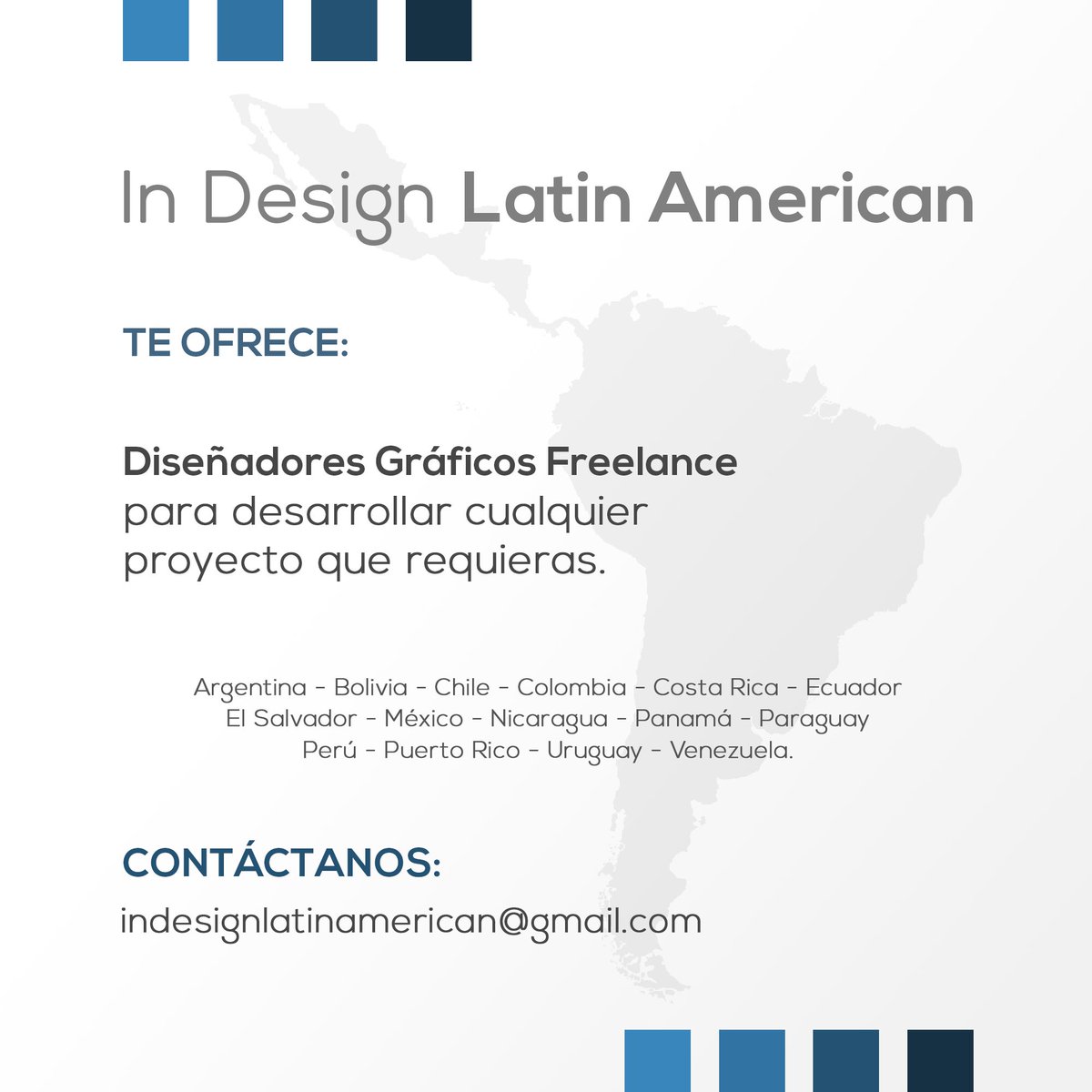 InDesignLA's tweet image. Si requieres de algún diseñador gráfico contáctanos. #DiseñadoresFreelance #Latinoamerica #Design #Work #branding