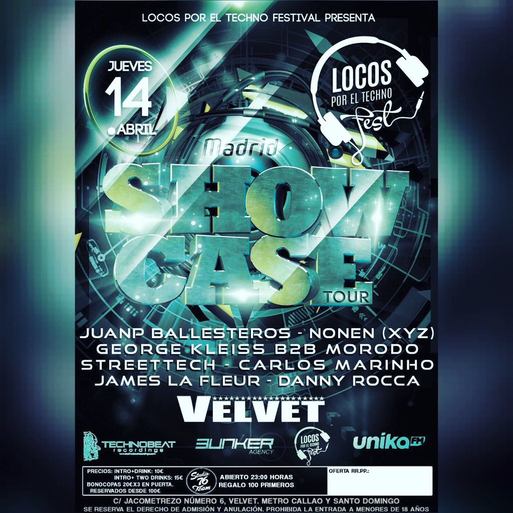 LocosTechno's tweet photo. Csrtel oficial de nuestro debut en Madrid!!! rT RT RT ,sorteo de entradas #notechnonoparty https://t.co/RoRmW3UYe7