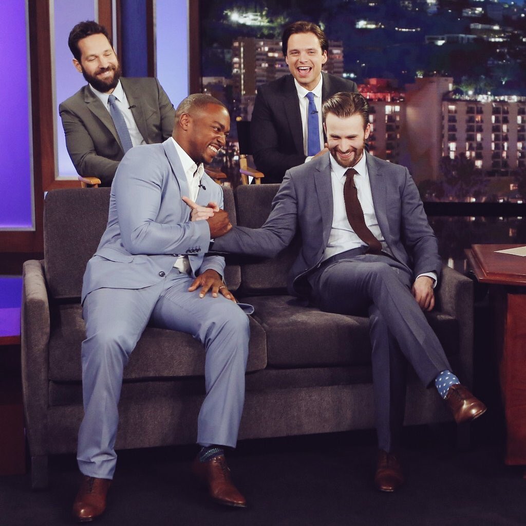 Chris Evans News On Twitter Paul Rudd Anthony Mackie Sebastian Stan And Jimmy Kimmel Live 04 11 16 Via Measmarvelgifs Chris Evans News On Twitter Paul Rudd Anthony Mackie Sebastian Stan And Jimmy Kimmel Live 04 11 16 Via Measmarvelgifs