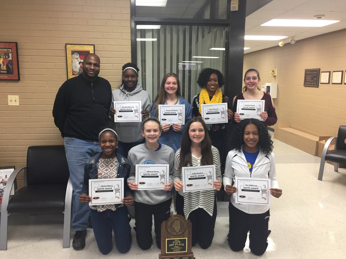 8th grade girls volleyball team is recognized for their 3rd place finish at state at tonight's board meeting.