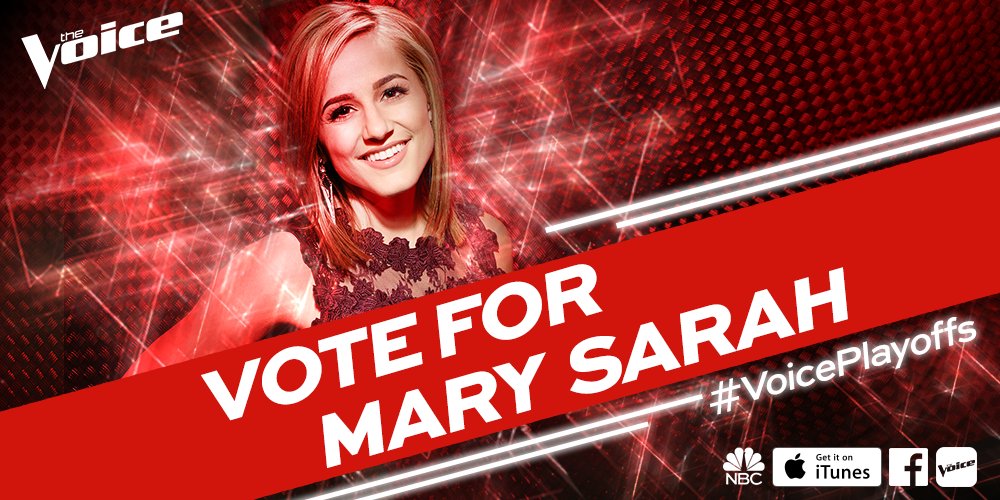 NBCTheVoice's tweet image. If @MarySarahMusic deserves a vote bouquet, RETWEET to make her day. #VoicePlayoffs