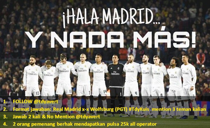 Rules #TdyKuis, wajib RETWEET
Jawaban, ditunggu sampai 13 April 2016 pukul 01.45 wib (dinihari) #APorLaRemontada