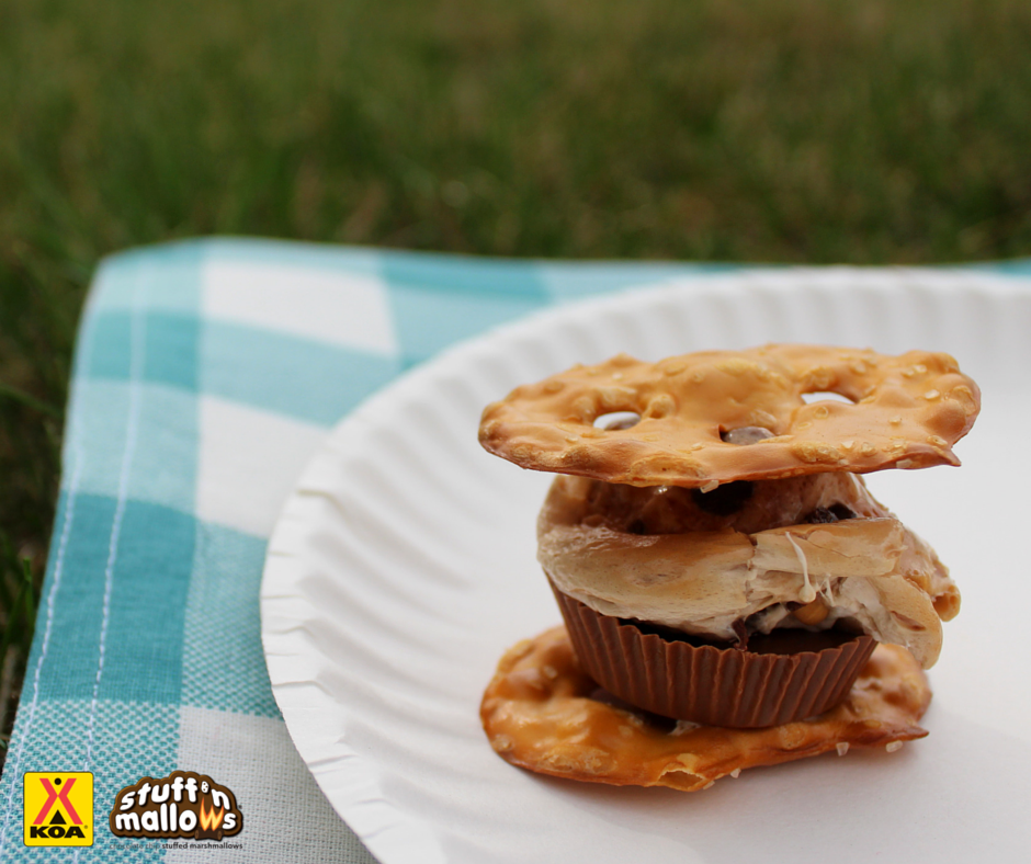 KOAKampgrounds's tweet photo. Take your s'mores to the next level w/ @Stuffnmallows @PretzelCrisps &amp; @ReesesPBCups.  #NationalPretzelDay https://t.co/DxQD46BpDV