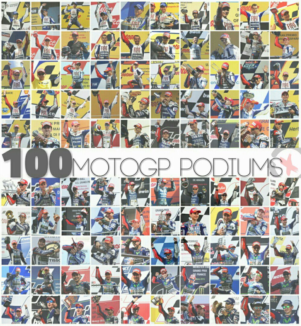 lorenzo99's tweet photo. 100 podiums in #MotoGP! π Thanks @_StarGold for the collage! https://t.co/UDwbTwk4Vi