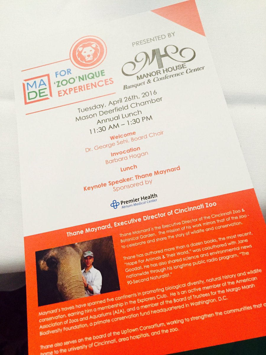 ClermontChamber's tweet photo. So excited to hear @ThaneMaynard from @CincinnatiZoo speak at the @madechamber annual lunch! #ExperiencesMade https://t.co/d9iZf3wsjR