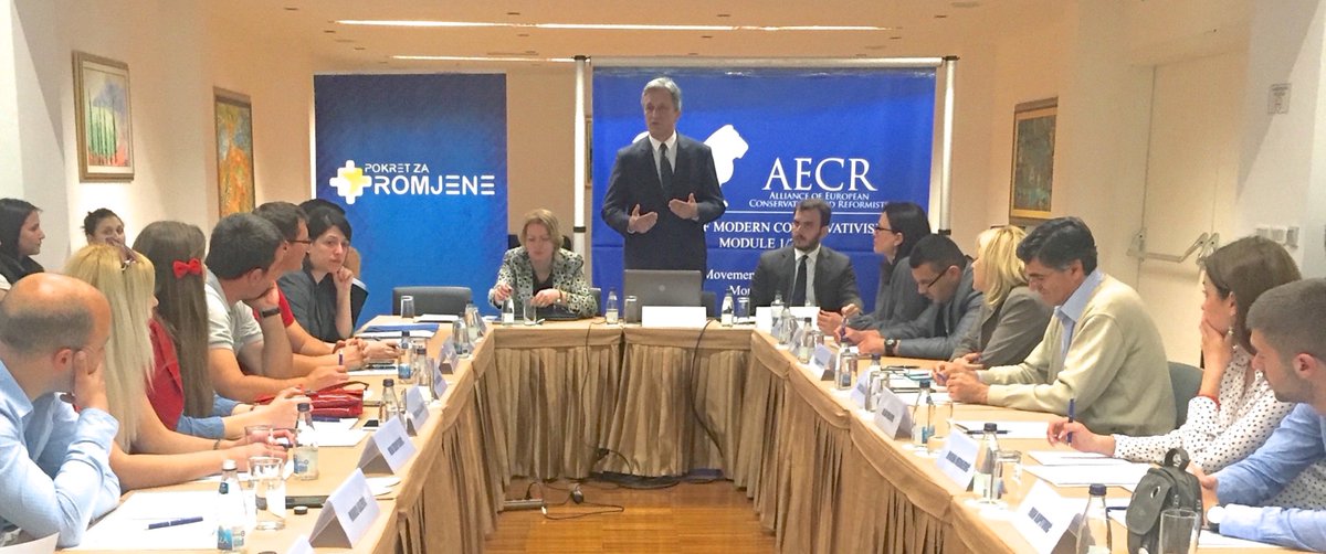 ECRparty's tweet image. .@PzPonline: teaching the #ReykjavíkDeclaration of modern #conservativism in #Montenegro aecr.eu/pzp-holding-sc…