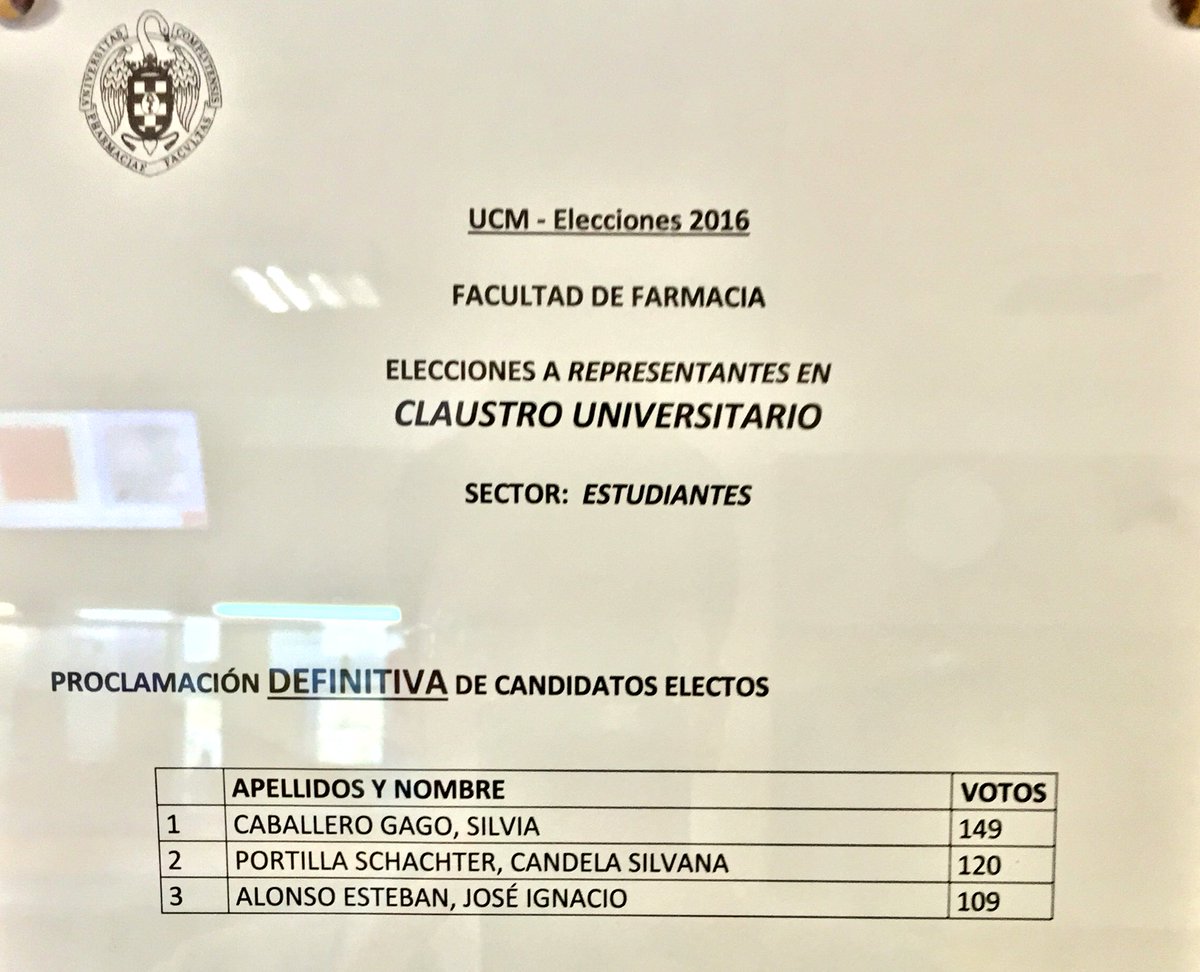 farmactua's tweet photo. Proclamación definitiva de estudiantes electos en Claustro y Junta. #EleccionesUCM. https://t.co/d4iSAYZLxX