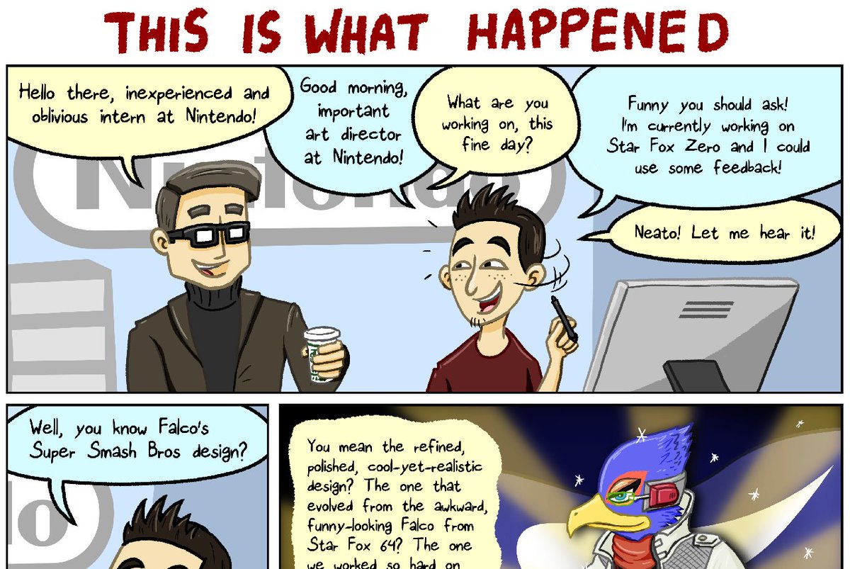 New comic! https://t.co/NuwEJPKfOz
#StarFoxZero #StarFox #Nintendo #webcomic #falcolombardi #gamedev @trintran