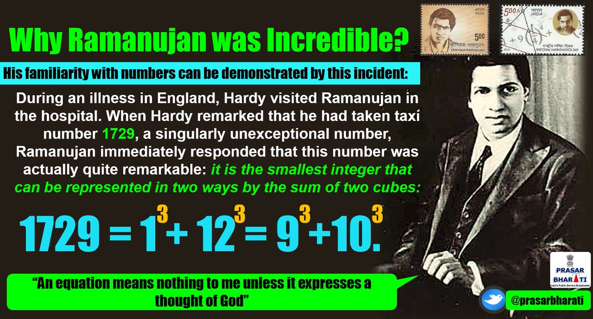 prasarbharati's tweet photo. #Ramanujan was incredibly genius.!
Read a small incident that demonstrates his brilliance. https://t.co/lWxOcvQKoG