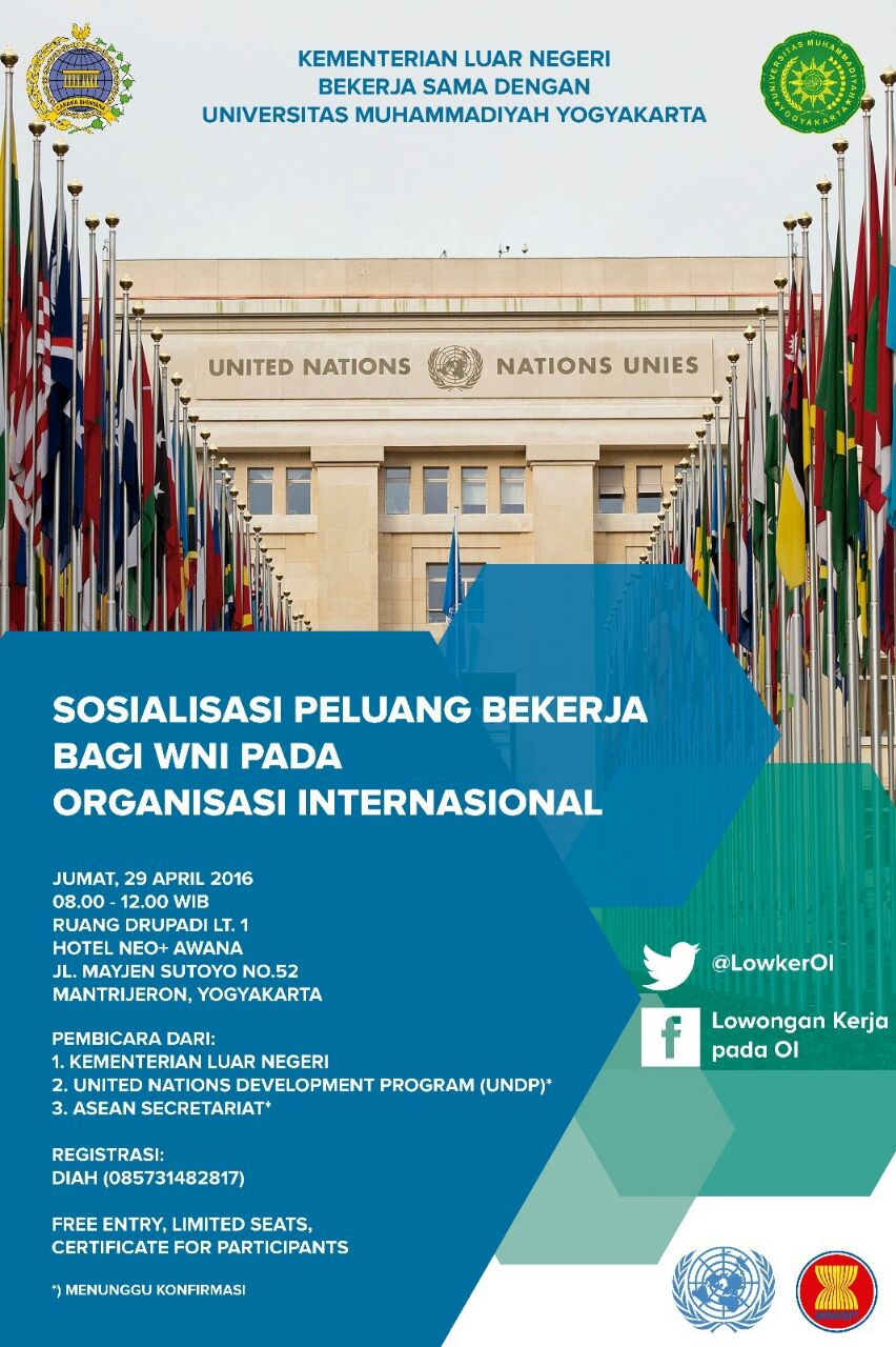 Lowongan Kerja Di Oi Na Twitterze Sosialisasi Peluang Bekerja Di Organisasi Internasional Jumat 29 April 2016 Hotel Neo Awana Yogyakarta Cekidot