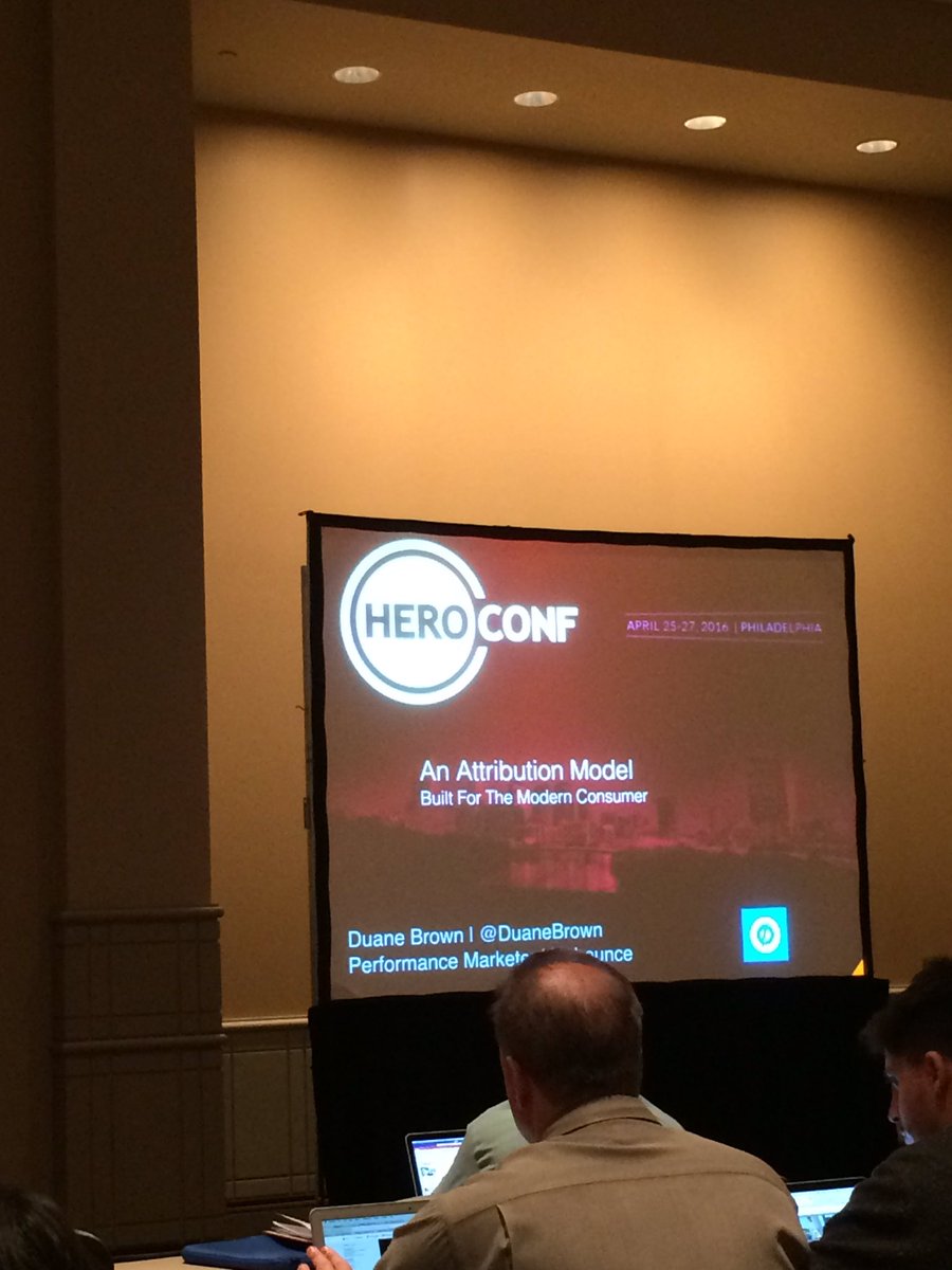 Modern consumer attribution model with <a href="/duanebrown/">Duane Brown</a>  #HeroConf Ready to have my mind blown!