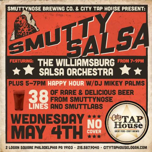 Get down w/ the <a href="/smuttynosebeer/">Smuttynose Brewing</a> crew <a href="/citytaplogan/">City Tap Logan Sq</a> 38 taps &amp; live music! bit.ly/1qVvGsp #SmuttySalsa #CBC16