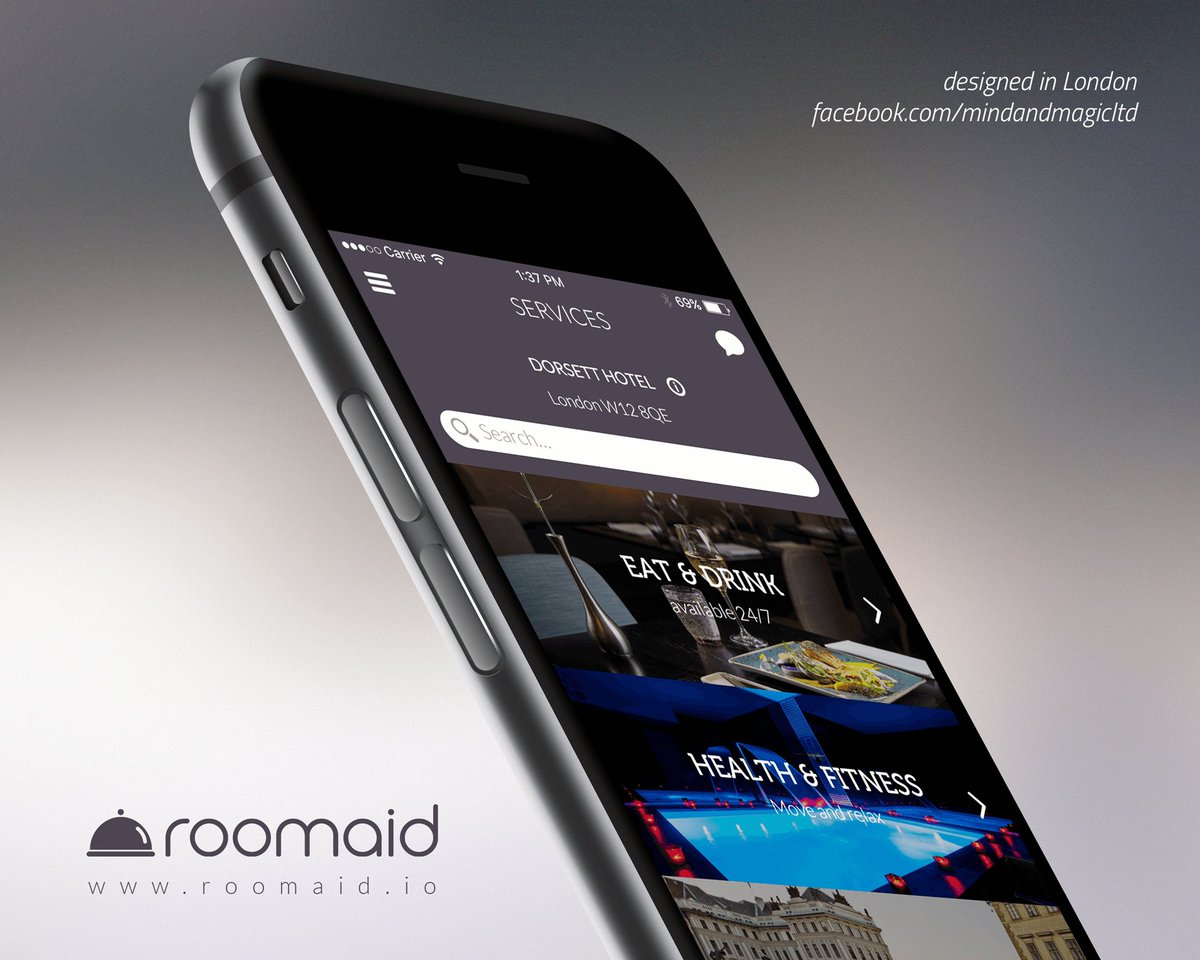 mindandmagicltd's tweet photo. Bespoke #uxdesign and #uidesign for #roomaid, a hotel management and booking application coming soon on your #iphone https://t.co/g2RKAGXpiN