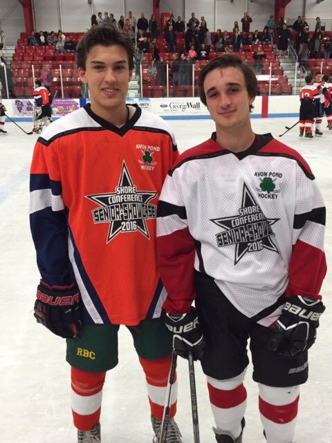 Senior captains in their last high school hockey game