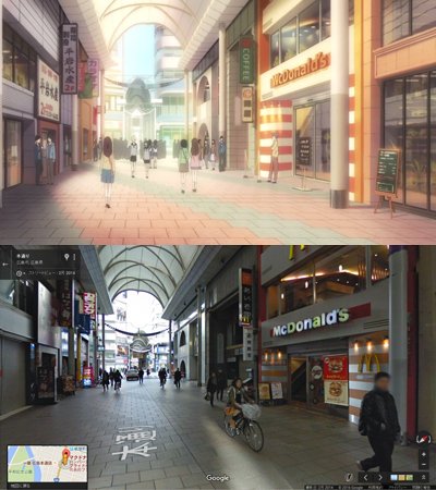 アニメ聖地巡礼 舞台探訪 田中くんはいつもけだるげ オープニング 田中たちがハンバーガーを食べていた店は マクドナルド広島本通店でした