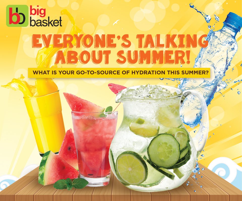 bigbasket_com's tweet photo. What's your go-to #Summer thirst quencher? Tweet to us! :) #IndianSummer #Coolers #HydratePlease https://t.co/nSXR40GcU8