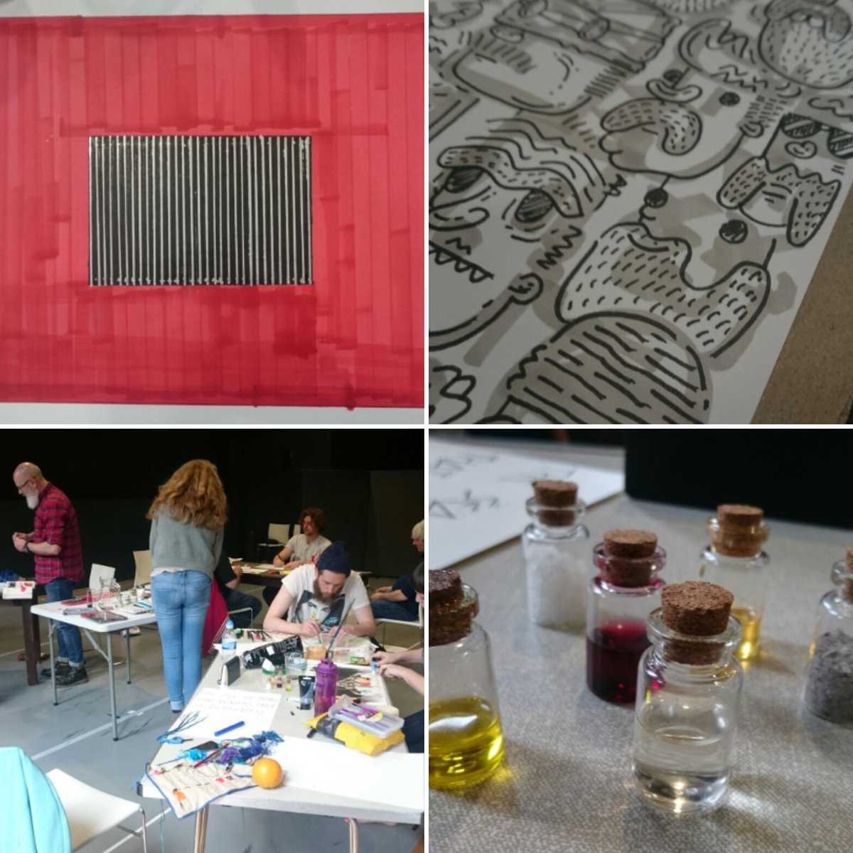 slaves4arts's tweet photo. Work comes to a close with pieces of varying delights to show for the art workshop #theoresteia #slaves4arts https://t.co/0KbGzmSiLT
