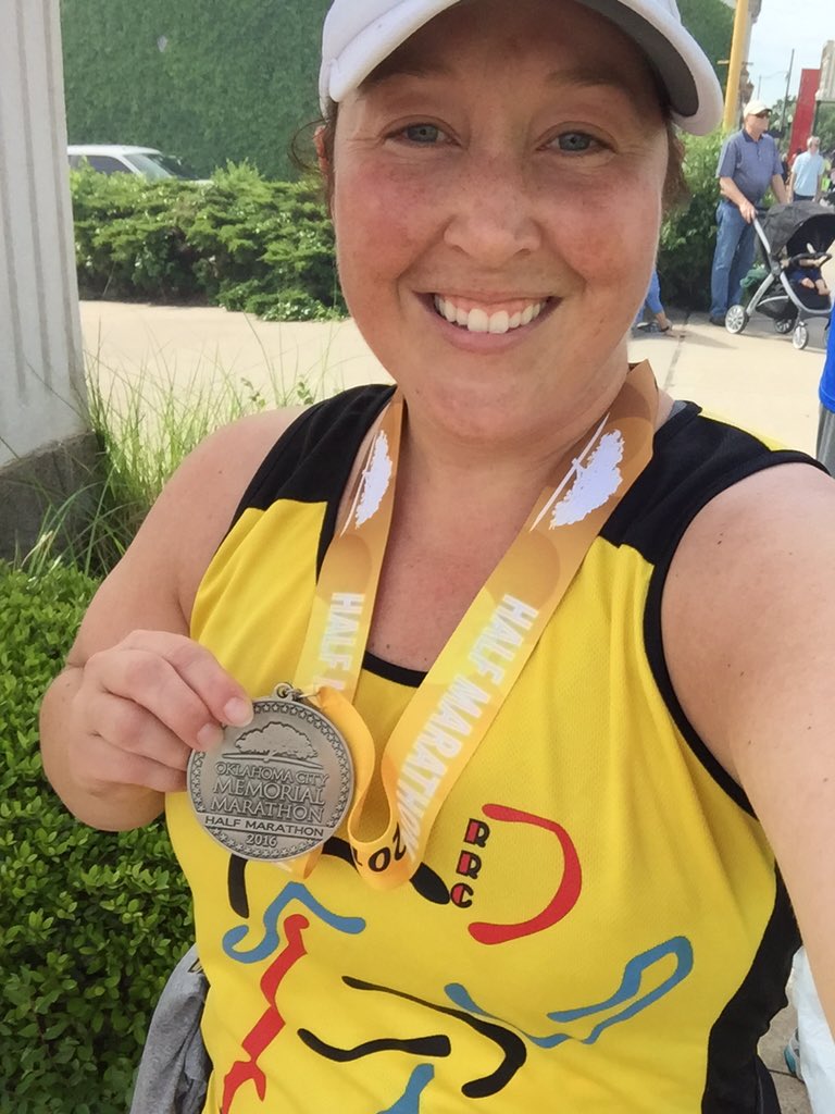 BeakerOrange's tweet photo. Half marathon #15.  It wasn't my best but it wasn't my worst either.  HS #apshealthy #OKCmemorialrun https://t.co/zUzMVysDBw