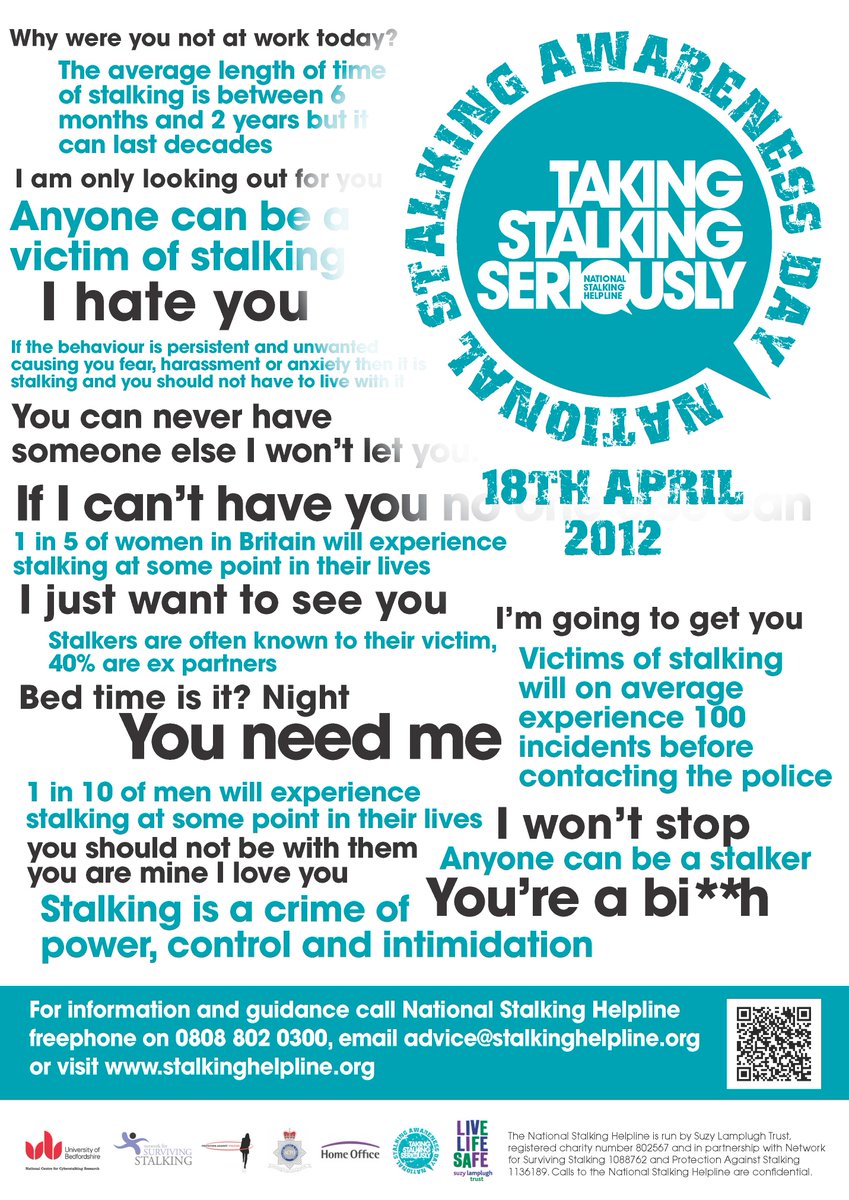 LBofHounslow's tweet photo. Anyone can be a victim of stalking. Contact the helpline at 0808 802 0300 if you have any concerns. #NSAW2016 https://t.co/EffVfdrkAa