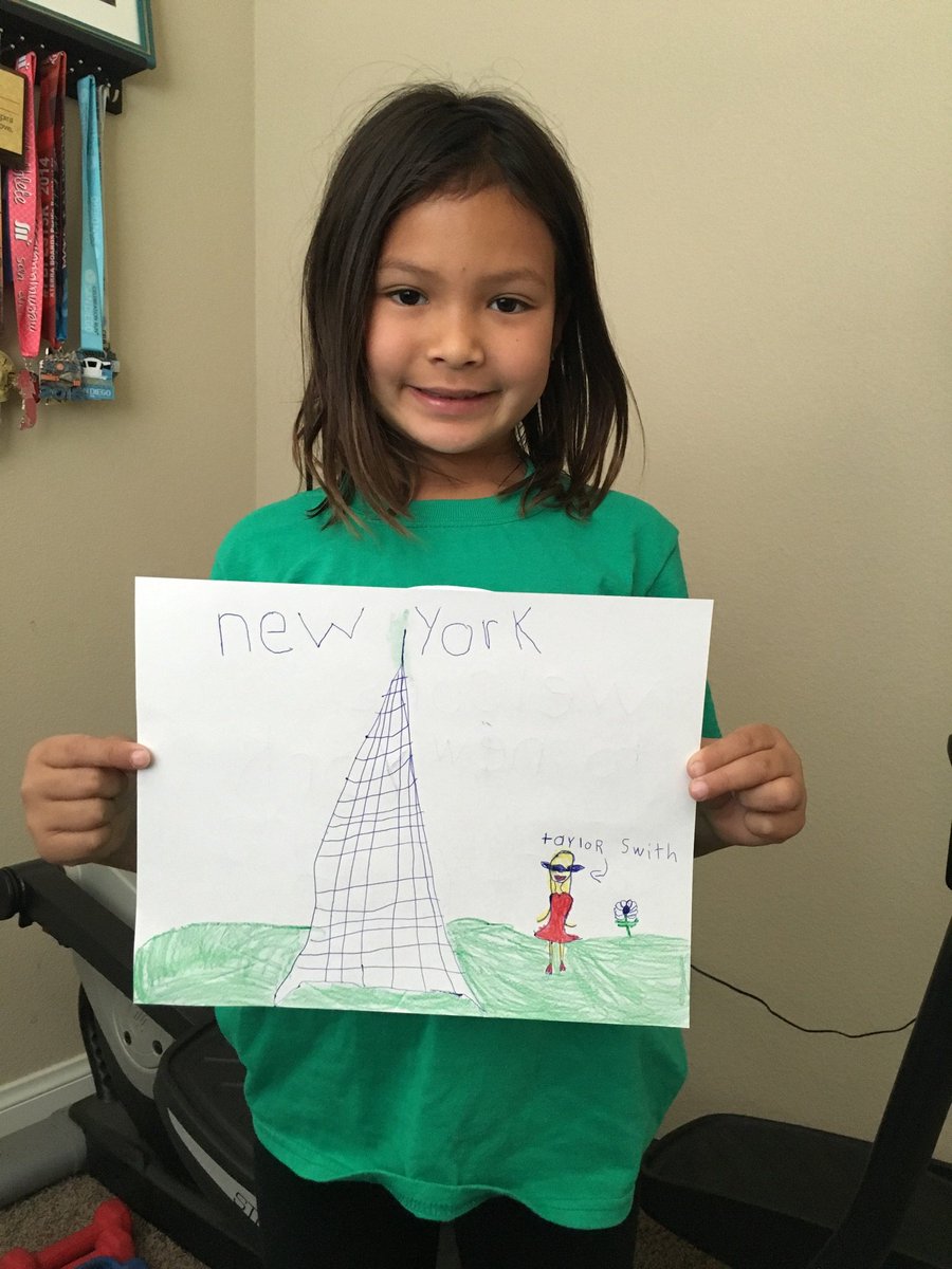 Stella's favorite song is Welcome to New York by <a href="/taylorswift13/">Taylor Swift</a> so she drew this. "Dad does New York have grass?" Ha