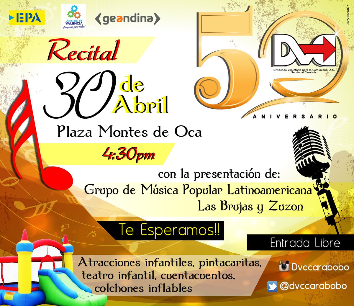 dvccarabobo's tweet photo. @GranTrigal todos invitados a celebrar los 50 años de acción social del DVC https://t.co/XBUpu4n1L2